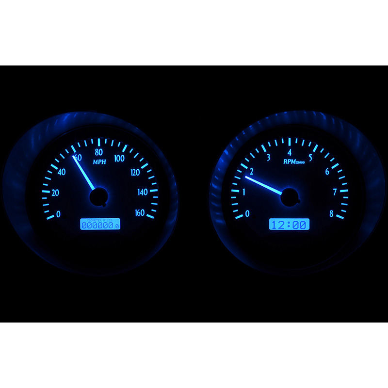 Dakota Digital 1968 Chevy Camaro w/ Console Gauges VHX System, Silver Alloy Style Face, Blue Display